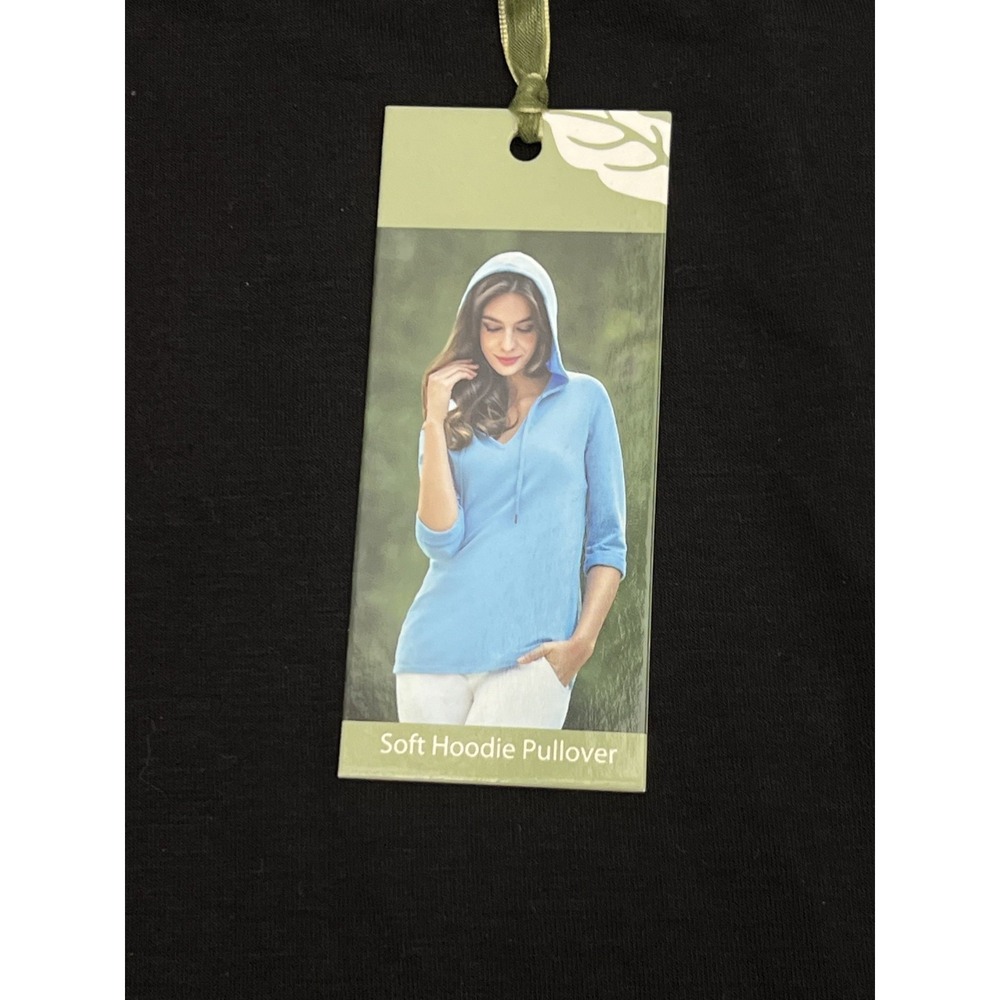 Green Tea Womens Black Soft Hoodie Long Sleeve Shirt Size XXL NWT